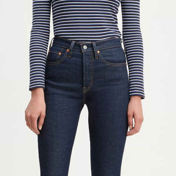 Levi's 501S Premium Button Fly High Waist Skinny Blue Jean in DARK HORIZONS 25w - Picture 1 of 14